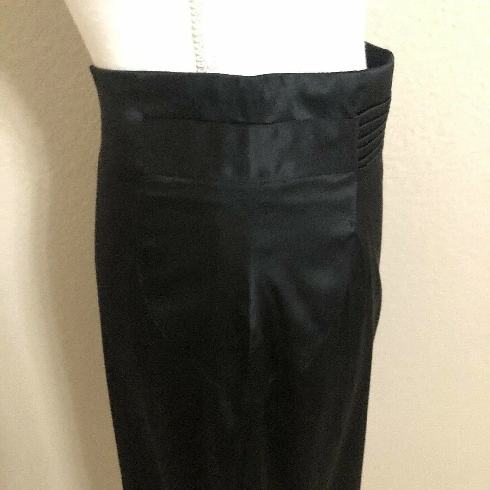 STELLA & JAMIE NWT Satin Straight Skirt M Pleated Paperbag Hight Waisted Black - Picture 4 of 6
